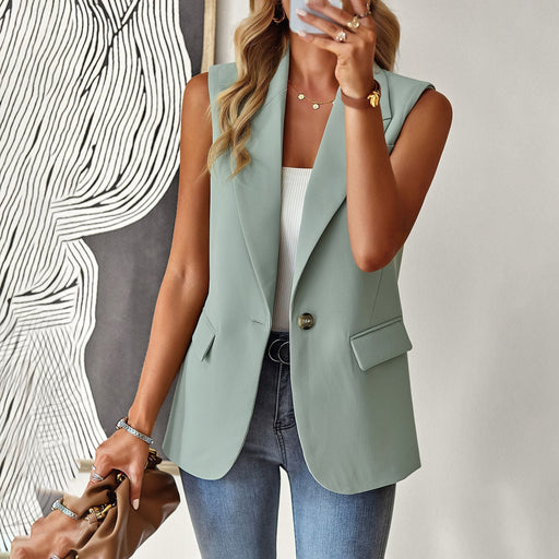 Color-Blazer Women Spring Summer Loose Office Sleeveless Vest-Fancey Boutique