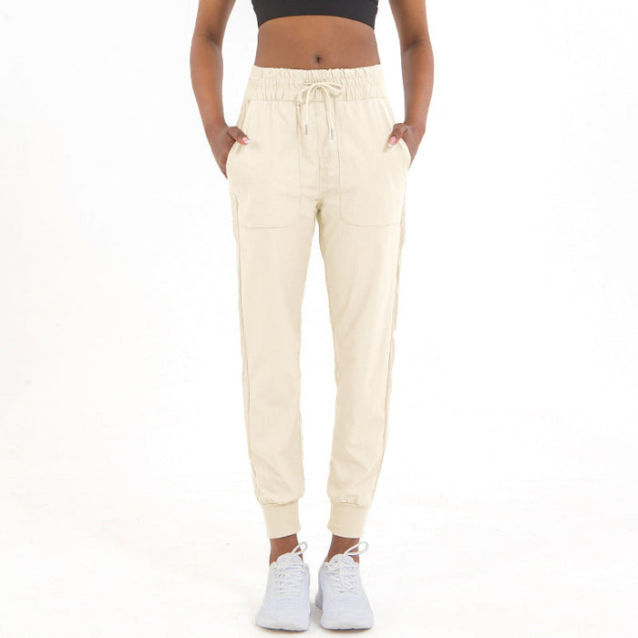 Color-Pale Yellow-Arrival Running Casual Sports Trousers Ankle-Tied Breathable Quick-Drying Fitness Yoga Trousers-Fancey Boutique