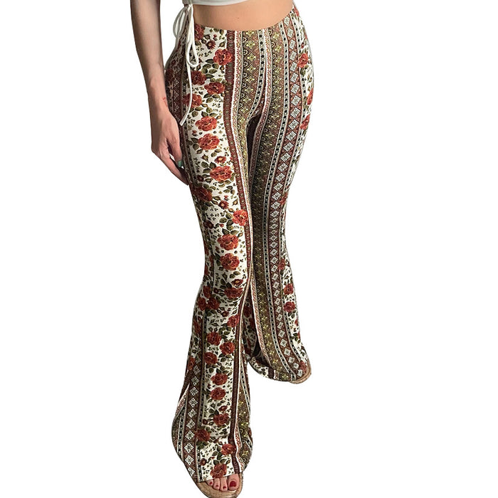 Color-Women Clothing Printed Boho Slightly Flared Leggings-Fancey Boutique