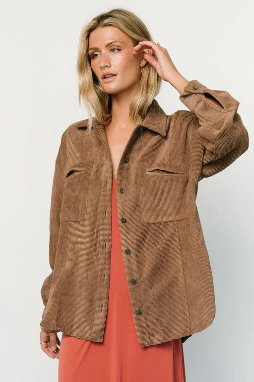 Color-Corduroy Shirt Fall Lapels Long Sleeve Loose Casual Jacket Women-Fancey Boutique
