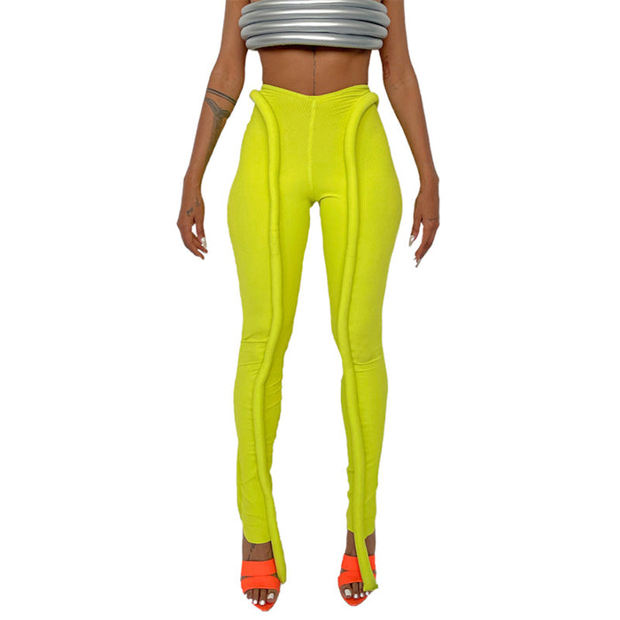 Color-Green-Summer Women Clothing Fluorescent Color High Waist Hip Lift Tight Exercise Casual Pants Women-Fancey Boutique