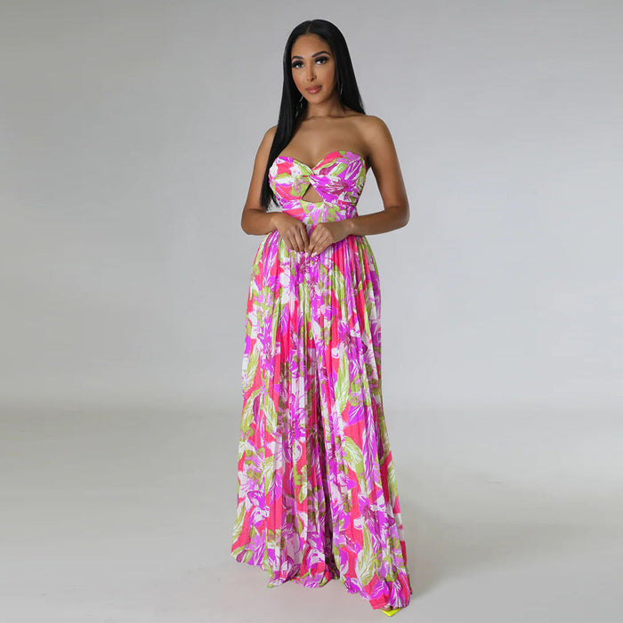 Color-Women Summer Sexy Backless Print Wide Leg Jumpsuit Women-Fancey Boutique