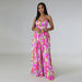 Color-Women Summer Sexy Backless Print Wide Leg Jumpsuit Women-Fancey Boutique