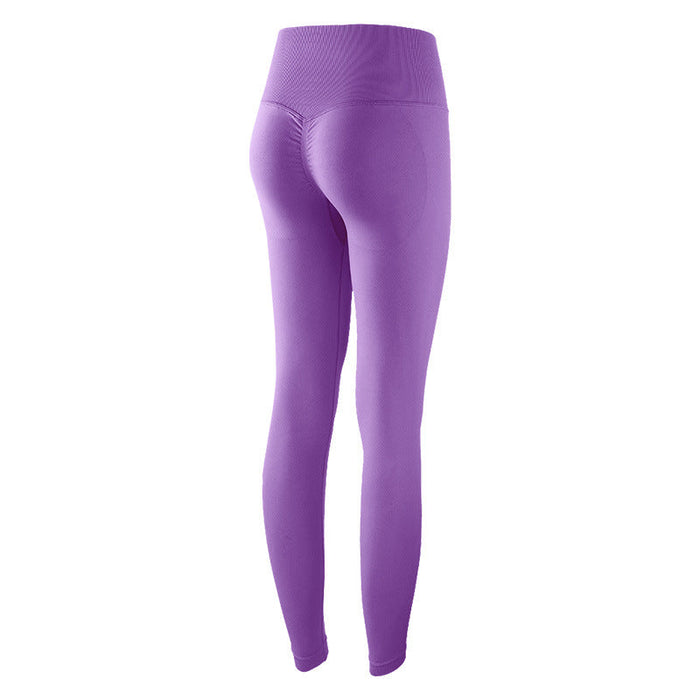 Color-Wisteria Purple-Summer Seamless Nude Feel Yoga Pants Women Seamless High Waist Hip Lifting Sport Cropped Quick Drying Outerwear Stretch Workout Pants-Fancey Boutique