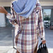 Color-Women Clothing Winter Hooded Detachable Woolen Plaid Coat-Fancey Boutique