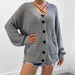 Color-Gray-Women Clothing Knitted Coat Autumn Winter Sweater With Breasted-Fancey Boutique