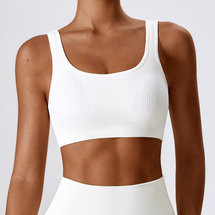 Color-White-Seamless Beauty Back Yoga Bra Outer Wear Running Exercise Underwear Tight Fitness Yoga Clothes Women-Fancey Boutique