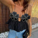 Color-Autumn Winter Sexy Deep V Plunge neck Rhinestone Floral Camisole-Fancey Boutique