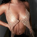 Color-Direct Winter Sexy Backless Metal Rhinestone Tassel Suspender Vest-Fancey Boutique