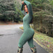 Color-Women Clothing Spring Solid Color Slim Sports Long Sleeve Jumpsuit-Fancey Boutique