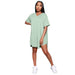 Color-Mint-Summer Women Shorts Two-Piece Suit Casual Solid Color V-neck Short Sleeve Split Top Suit-Fancey Boutique