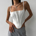 Color-Women Clothing Summer Sleeveless Irregular Asymmetric Boning Corset Waist Tied Sexy Top Women-Fancey Boutique