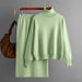 Color-Green-Solid Color Turtleneck Sweater Sheath Skirt Two Piece Set Autumn Winter Knitting Suit Women-Fancey Boutique