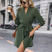 Color-Autumn Women Clothing Solid Color Long Sleeve Dress-Fancey Boutique