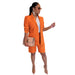 Color-Orange-Women Clothing Blazer Shorts Two Piece Suit Spring Summer Casual Suit-Fancey Boutique