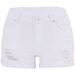 Color-White-Ripped Flip Leg Denim Shorts Low Waist Women Jeans-Fancey Boutique