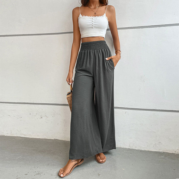Color-Women Clothing Summer Solid Color Flared Wide Leg Pants-Fancey Boutique