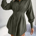 Color-Autumn Winter Casual Lantern Sleeve Waist-Tight Asymmetric Dress Shirt Dress Women Clothing-Fancey Boutique