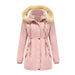 Color-Pink-Autumn Winter Women Clothing Thick Lambskin Cotton-Padded Coat Women Loose Women Cotton Clothes Removable Hat Fleece Padded Coat-Fancey Boutique