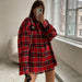 Color-Autumn All Matching Plaid Shirt Women Casual Red Pattern Outer Shirt-Fancey Boutique