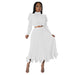 Color-White-Autumn Women Clothing Puff Sleeve Top Ruffled Pleated Skirt Two Piece Set-Fancey Boutique