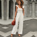 Color-Summer Solid Color Pocket Casual Loose Wide Leg Jumpsuit-Fancey Boutique