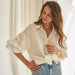 Color-Autumn Flared Sleeves Long Sleeves Shirt Full Casual Niche White Shirt for Women-Fancey Boutique