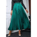 Color-Autumn Winter Solid Color Satin Pleated Long Skirt Women Office High Waist Loose Skirt Women-Fancey Boutique