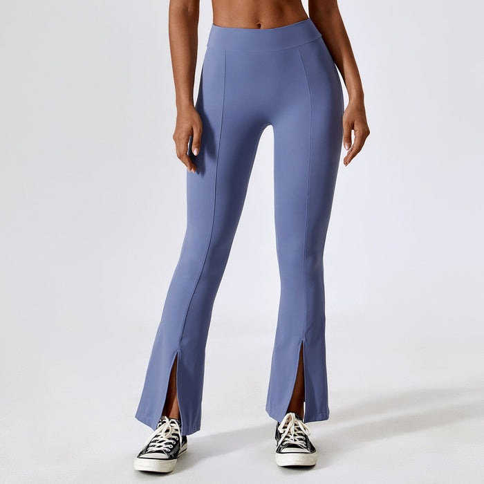 Color-Purple Blue-Wide Leg Tight Nude Feel Yoga Pants Hip Lifting Bootcut Casual Sports Pants High Waist Flared Pants-Fancey Boutique