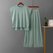 Color-Green-Casual Women Summer Solid Color Sleeveless Vest Sweater Wide Leg Pants Ice Silk Sets-Fancey Boutique