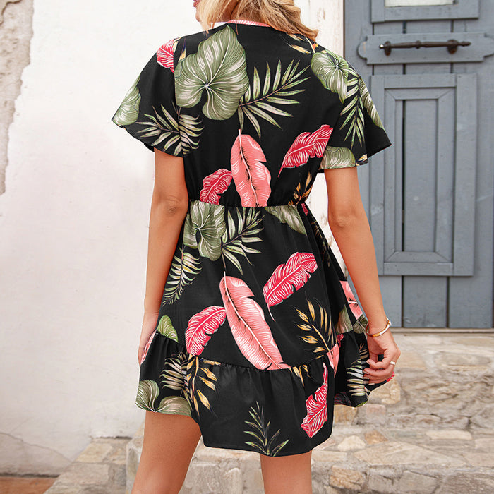 Color-Summer Women Clothing Printed Casual Vacation Short Sleeve Dress for Women-Fancey Boutique