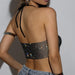 Color-Sexy Sling Rhinestone Fishnet Halter Top Beautiful Back Wrapped Chest Sweet Spicy Sling-Fancey Boutique