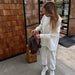 Color-Autumn Winter Pullover Suit Women Long Sleeved Crew Neck Pullover Sweatshirt Sweatpants Two Piece Suit Women Casual-Fancey Boutique