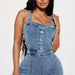 Color-Denim Jumpsuit Women Slim Fit Bodysuit Waist Tight Washed Suspender Jumpsuit-Fancey Boutique