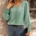 Color-Women Round Neck Puff Sleeve Big Polka Dot Stitching Lace Smocking Shirt-Fancey Boutique