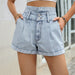 Color-Women Clothing Loose All Matching Slimming Curling Denim Shorts-Fancey Boutique