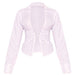 Color-White-Sexy Solid Color Women Lace Up Placket Cropped Shirt Women-Fancey Boutique