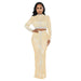 Color-Apricot-Women Wear Mesh Drilling See through Long Sleeve Dress Two Piece Set-Fancey Boutique