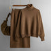 Color-Coffee-Solid Color Turtleneck Sweater Sheath Skirt Two Piece Set Autumn Winter Knitting Suit Women-Fancey Boutique