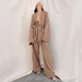 Color-Khaki-Fall French Loose Nightgown Trousers Chiffon Women Pajama Suit Solid Color Cotton Women Moisture Wicking Clothing-Fancey Boutique