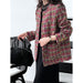 Color-Multi-High Grade Old Money Wine Red Contrast Color Check Woven Chanel Coat Women Swing Gold Top-Fancey Boutique