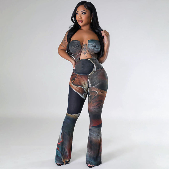 Color-Women Clothing Sexy Casual Printed Slim Fit Hip Raise Jumpsuit-Fancey Boutique