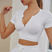 Color-White Short Sleeve-Popular Zipper Bra High Waist Shorts Fitness Suit Running Fitness Sports Vertical Stripes Yoga Clothes-Fancey Boutique