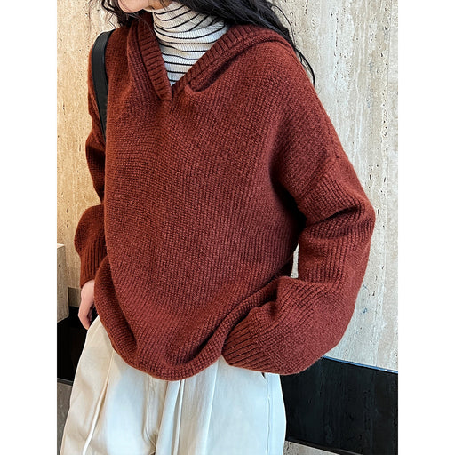 Color-Autumn Winter Profile High Grade Maillard Soft Glutinous Hooded Sweater Lazy Sweater Women-Fancey Boutique