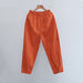 Color-Orange-Cotton Linen Women Clothing Spring Summer Artistic Cotton Linen Casual Pants Linen All Matching Slimming Cropped Pants Baggy Pants-Fancey Boutique