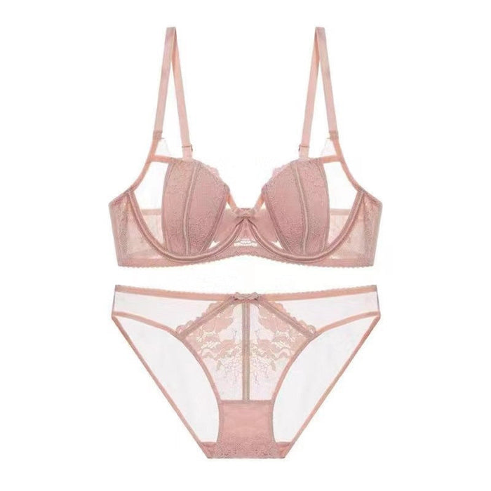 Color-Pink-Underwear Women Big Chest Show Small Super Thin Chest Show Small Breast Holding Bra Suit Sexy Bra-Fancey Boutique