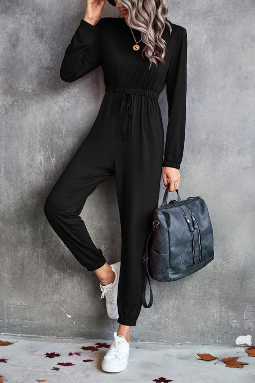 Color-Black-Autumn Winter Women Clothing Classic Casual Long Sleeve Solid Color Jumpsuit-Fancey Boutique
