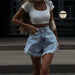 Color-Summer Fashionable Simple Trendy All Matching Slim Fit Horn Denim Shorts-Fancey Boutique