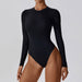Color-Advanced Black-Sexy Slim Yoga Long Sleeve One Piece Ballet Dance Bottoming Skinny Jumpsuit-Fancey Boutique