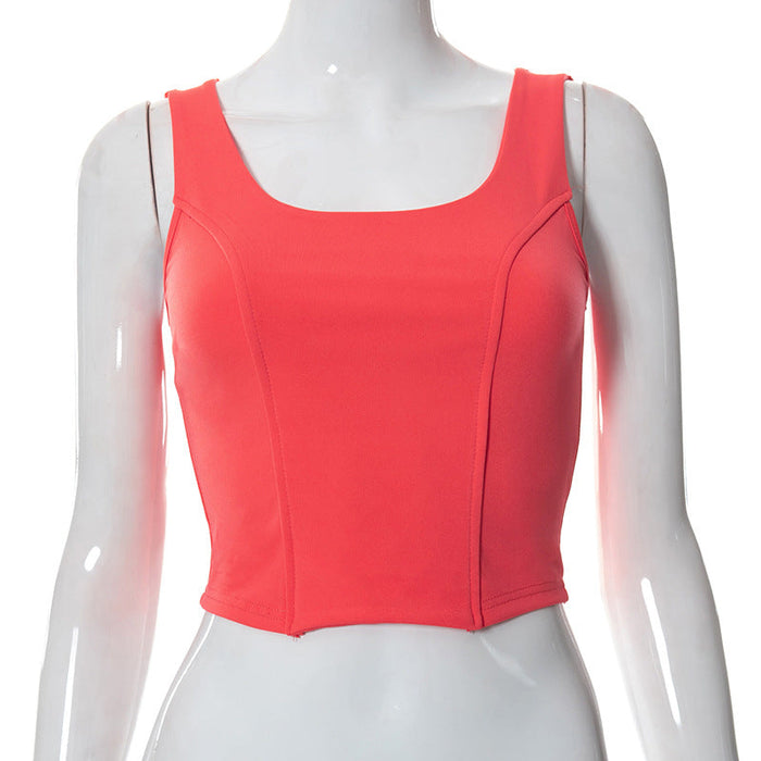 Color-Women Clothing Spring Sleeveless Slim Fit Sports Tube Top-Fancey Boutique